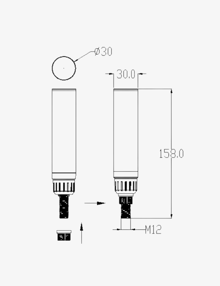 BTL30E Sabit Buzzerlı 50cm Kablolu Tepe Lambası