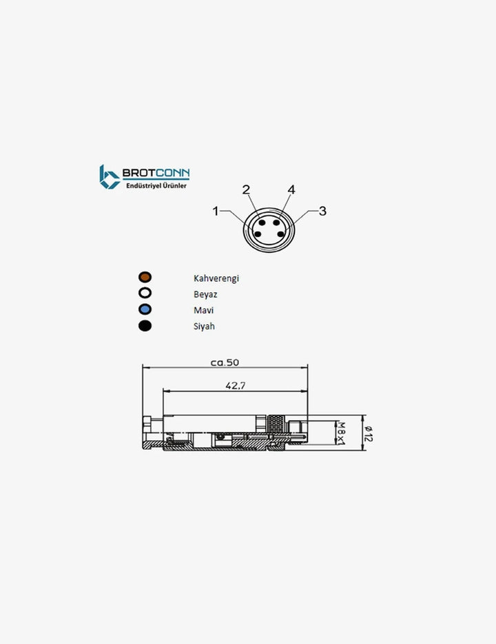 M0804MS M8 4-Pin Erkek Düz Soket