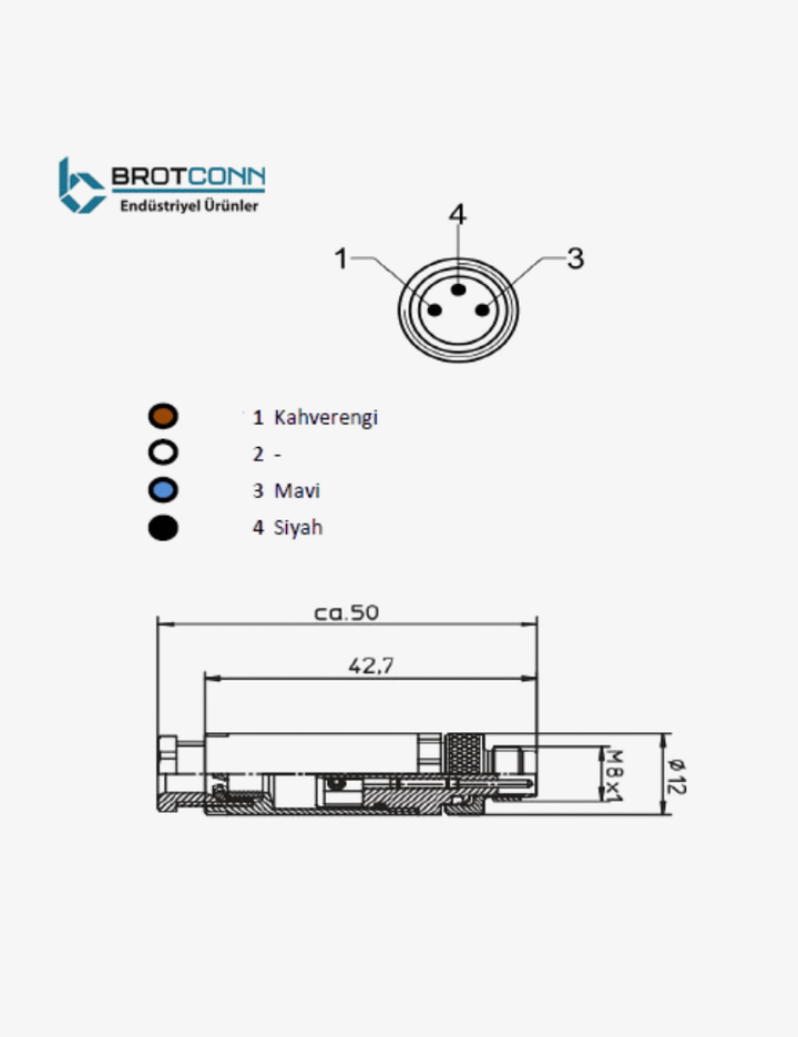 M0803MS M8 3-Pin Erkek Düz Soket